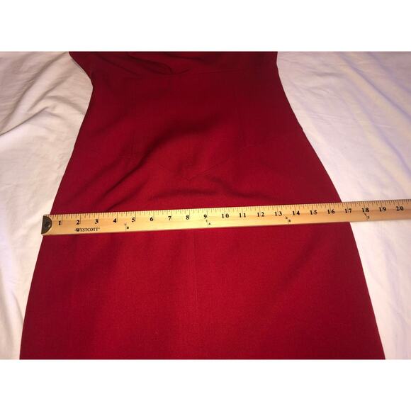 Red Drape Dress Size 2 Gretchen Cowl Neck Black Halo Sheath Classic Sophisticate - Picture 6 of 10